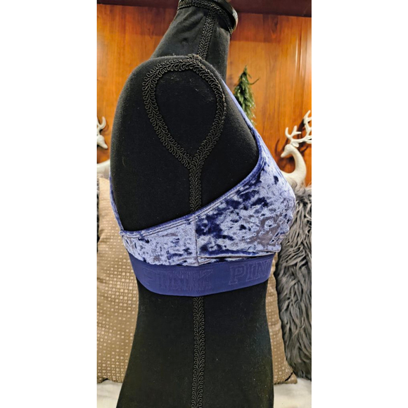 Women's PINK Blue Velvet Bralette - Picture 2 of 4